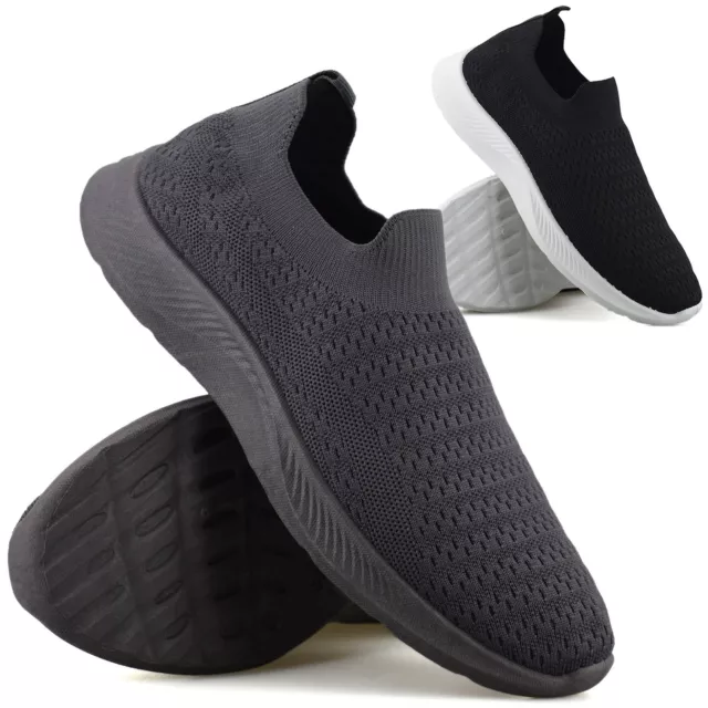 Mens Casual Slip On Memory Foam Walking Running Jogging Gym Trainers Shoes Size