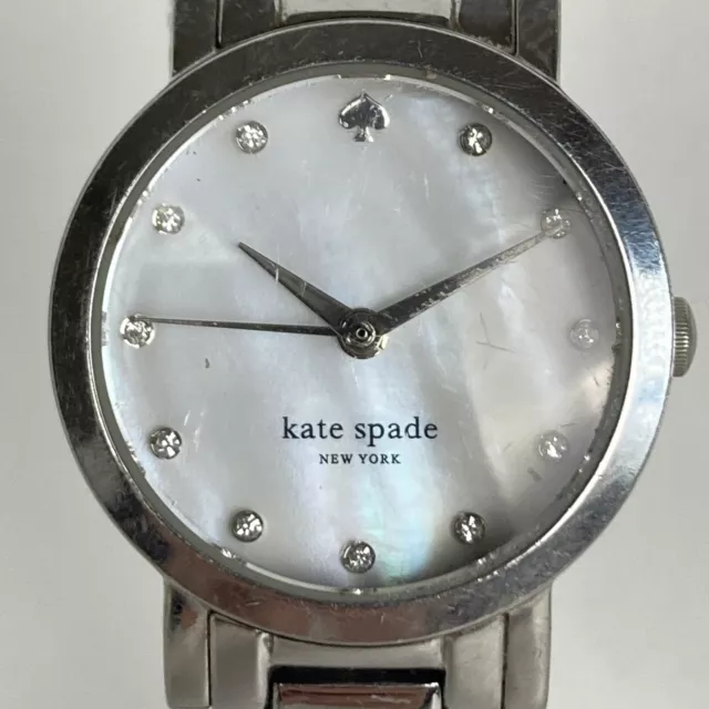 Kate Spade Gramercy Mini Watch Women Silver Tone 25mm MOP Dial New Battery 7" 2