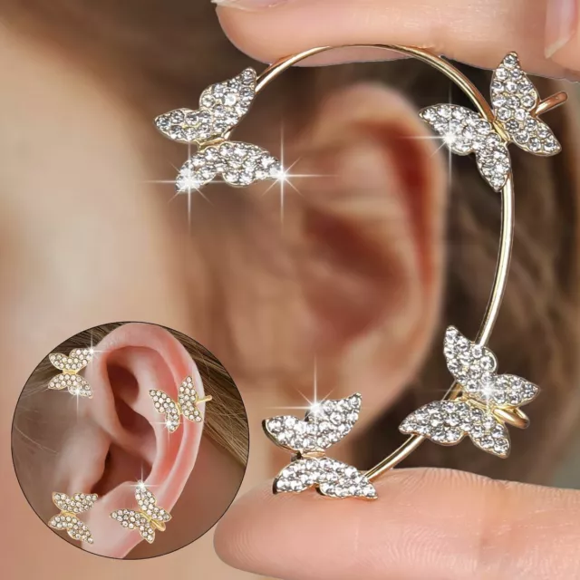 Silver Plated Zircon Leaf Ear Cuff Clip Non Piercing Wrap Earring Women Jewelry