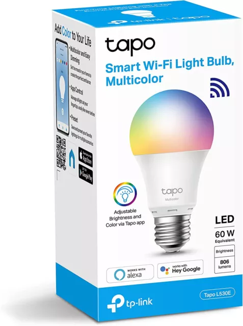 TP-Link Tapo L530E Smart Leuchtmittel E27 Wlan Wifi Birne RGB dimmbar 8,7W 806lm