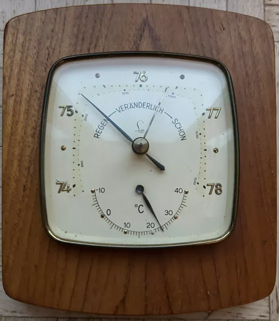 Barometer Eckig Lufft  Vintage - Holz-  ca. 14 x 16 cm