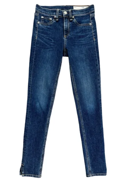 Rag & Bone 10 Inch Capri Skinny Jean Size 23 in Worn Wash Blue Denim Fits 25x26