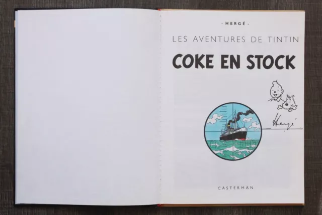 Dédicace Hergé Dessin Tintin et Milou Signature Album Coke en Stock 1971 B39