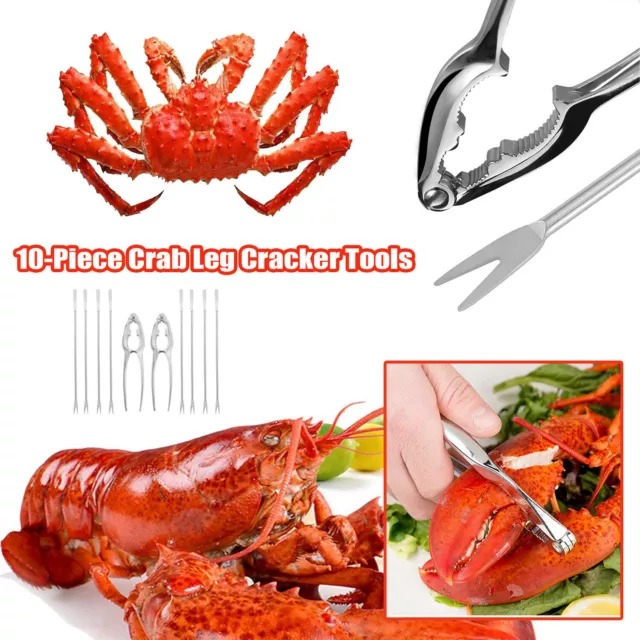 Crab Leg Cracker Tool-Stainless Steel Seafood Crackers and Forks Nut Cracker AU