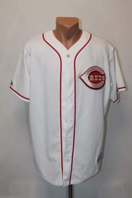Vintage Cincinnati Reds Majestic Baseball Jersey Shirt White Red MLB Size L Men