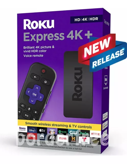 Roku Express 4K+ Streaming Media Player HD/4K/HDR, wireless, voice remote, HDMI