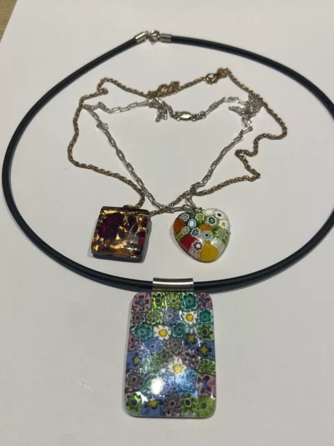 3 Murrina Millefiori Necklaces