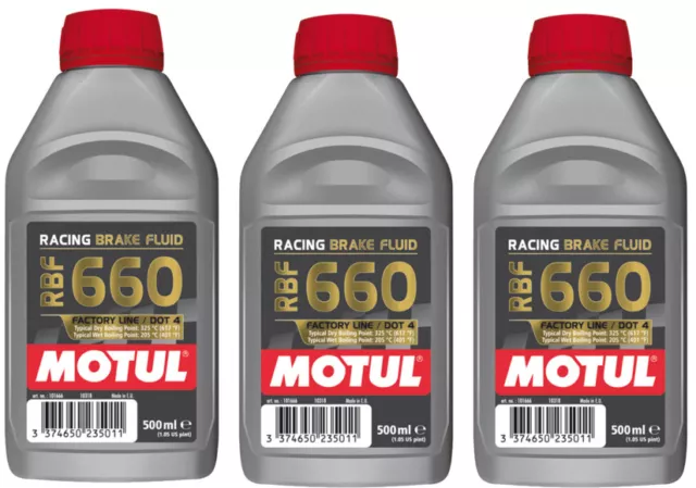 Motul Rbf 660 Huile Liquide Freins Racing Moto Dot 4 3 x 500 ML 100% Synthétique 2