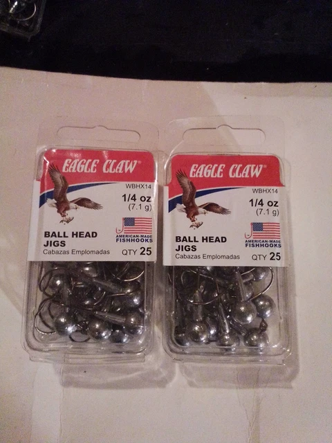 2 New Packs， 20 Eagle Claw Ballhead Fishing Jigs 3/8 Oz 2 Colors