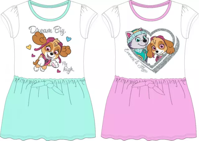 nickelodeon Shirt Kleid Paw Patrol Sommerkleid Kinder Mädchen Baumwolle 98-128