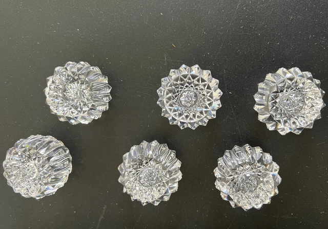 American Brilliant Cut Glass Set of 6 Salt Cellar / Votive Holder Hobstar Bottom