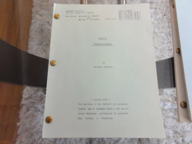 ADAM 12 Original Script "TRAINING WHEELS" with Extensive Rare Handwritten Notes