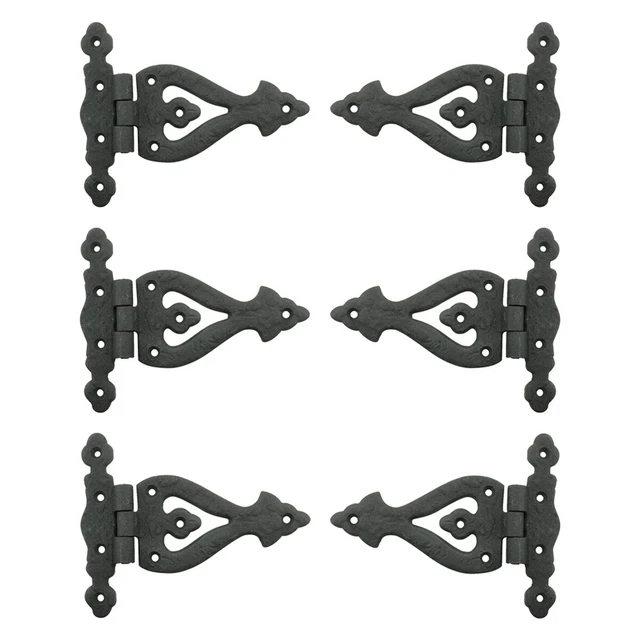 Black Wrought Iron Door Hinge 5 Inch RSF Finish Barn Door Hinges Pack of 6