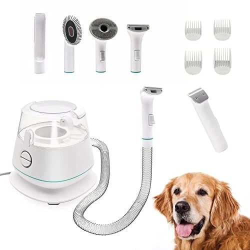 KB818 Dog Grooming Kit, Pet Grooming Vacuum, 5 in 1 Hair Grooming Tools, Elec...