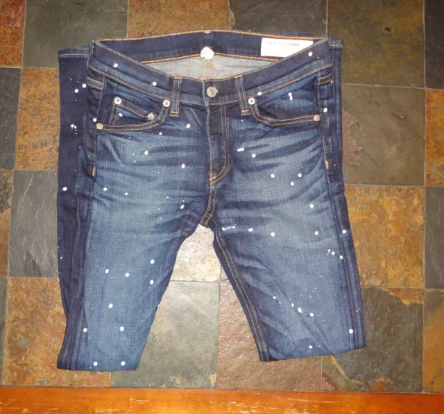 RAG & BONE Women's Polka Dot Blue Splatter Paint Denim Skinny Jeans Size 28