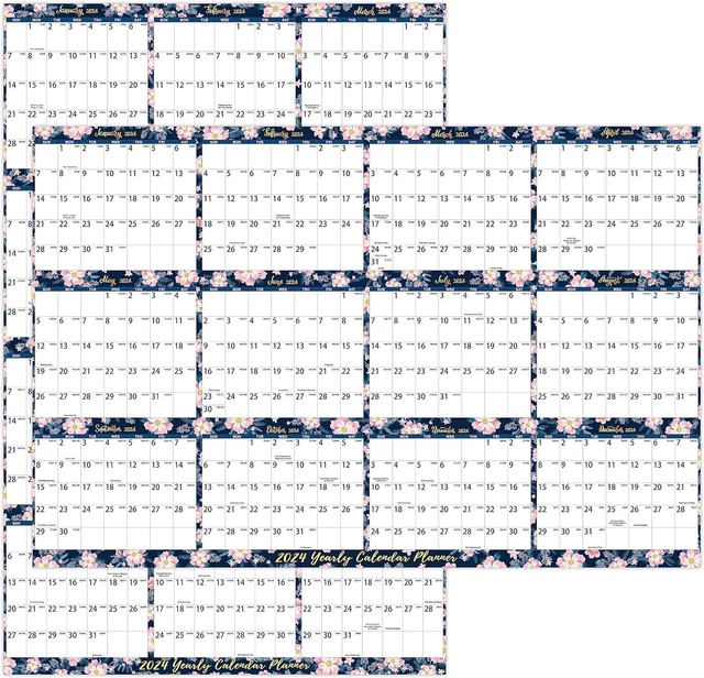 DRY ERASE CALENDAR 2024 - January 2024 - December 2024, Yearly Wall