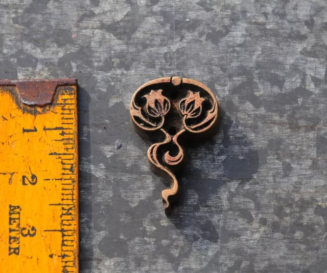 brass ornament bookbinding Art Nouveau Deco embossing bookbinder flowers rare ..