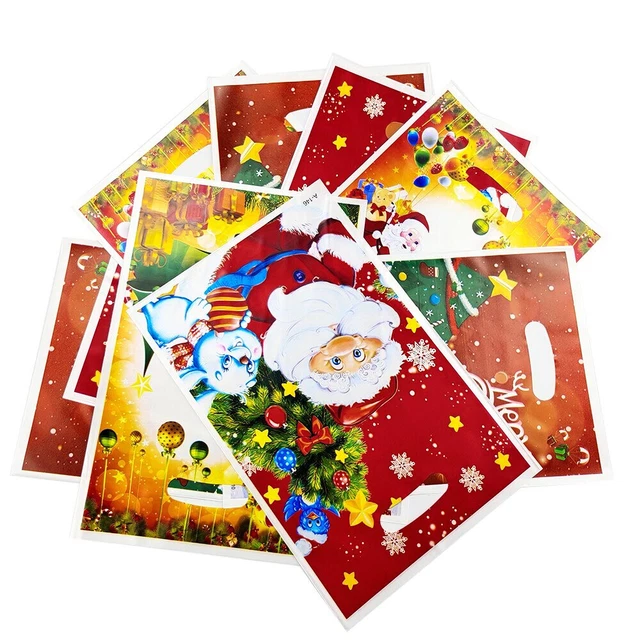 Lot 20 Sacs Cadeau Noel Sachets Fantaisie Plastique 16.5x25cm Emballage Original