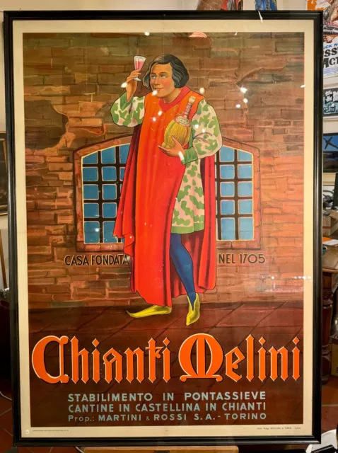 Manifesto pubblicitario Chianti Melini Martini Castellina Siena 1949