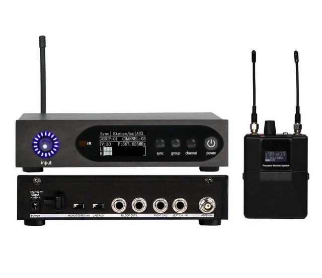 UHF STEREO WIRELESS In Ear Monitor System Live Studio Stage Earphone