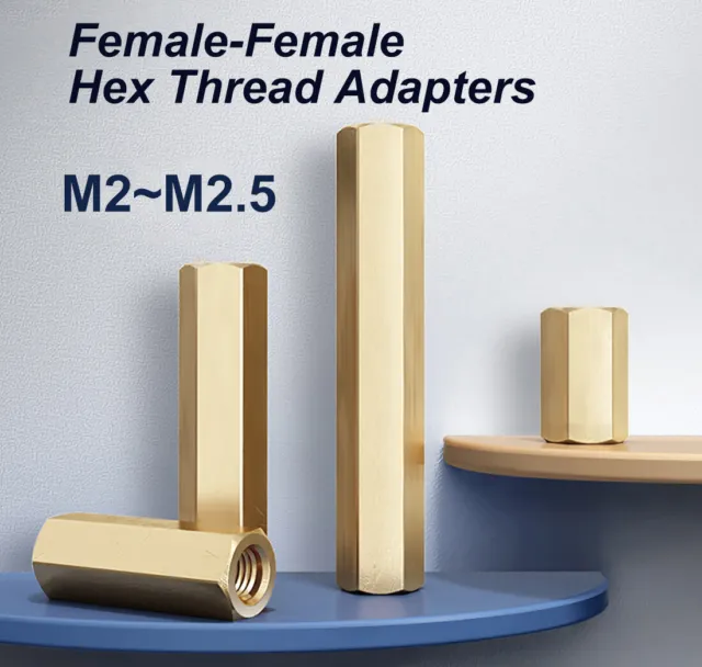 M2 ~ M2.5 Female-Female Thread Adapters Hex Spacer Thread Pillar Brass Studs