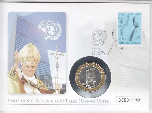 Numismatic Vatican Pope Benedict - Ratzinger - Front Der Un 2008