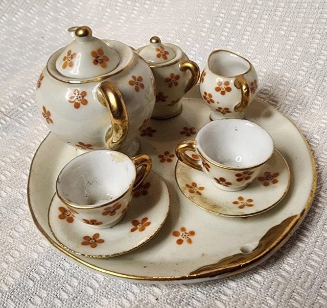 VINTAGE MINIATURE CHINA Tea Set Hand Painted Made In Occupied Japan