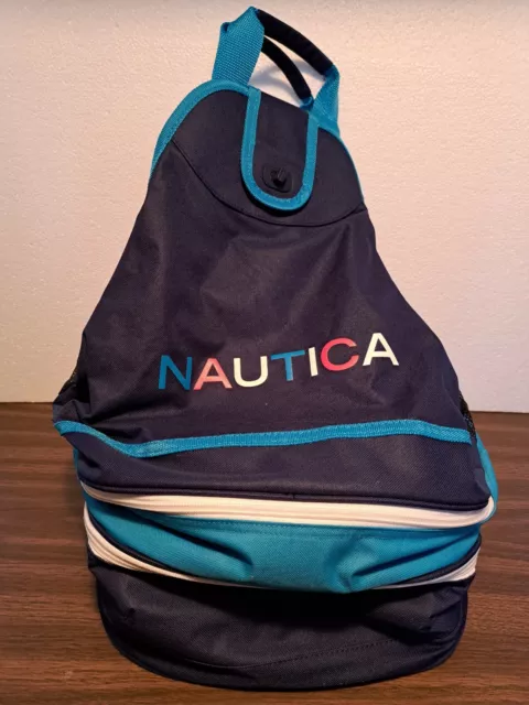 Nautica Collapsible Beach Bag Cooler Tote Mesh Towel Carrier Backpack