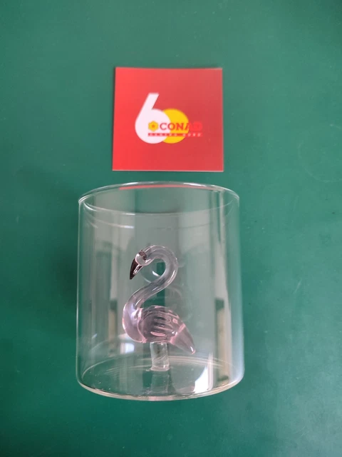 Bicchiere Vetro Conad Design a Tavola FENICOTTERO Rosa Collezione 2023 60 Anni