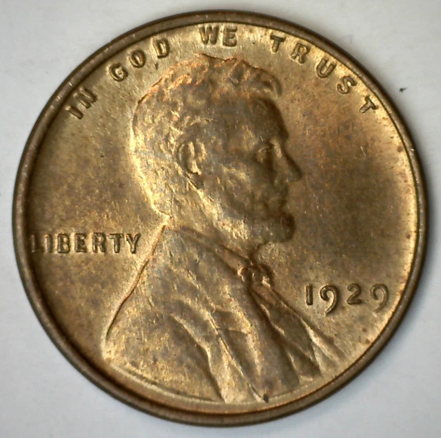 1929 Lincoln Wheat Cent Coin 1c US Penny Uncirculated Philadelphia Minted Red