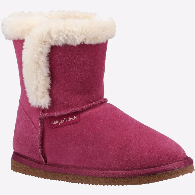 Hush Puppies Ashlynn Femmes Cuir Fausse Fourrure Bottines Rose 2