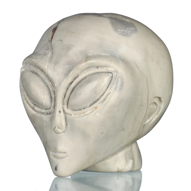 Escultura de curación de cráneo alienígena de jaspe natural Chohua tallada a mano de 1,54" #36E77