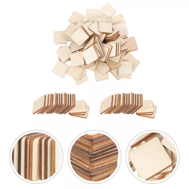 300 Pcs Square Wood Slices Wooden Squares Home+decor Forniture Christmas