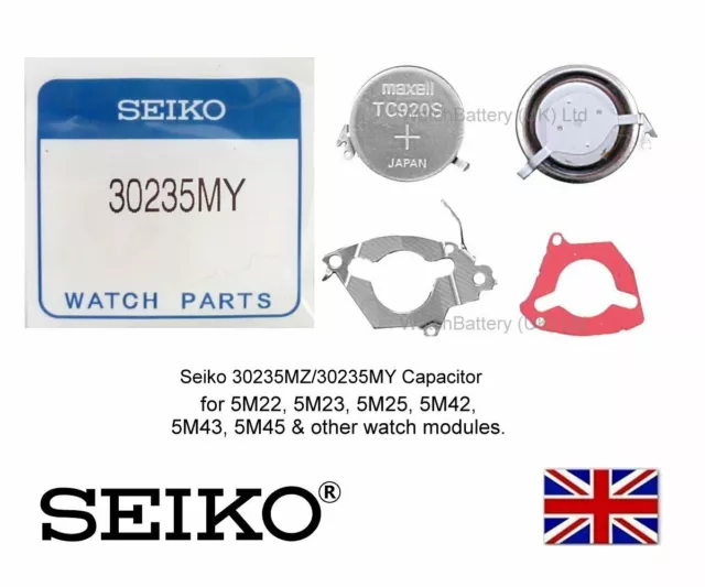 SEIKO CAPACITOR KINETIC Battery 30235MZ/5MY for 5M22 5M23 5M25 5M42 5M43  -TC920S £ - PicClick UK