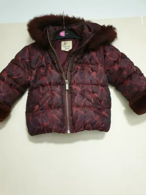 River Island Mini Girls Red Camo Coat 12-18 Months