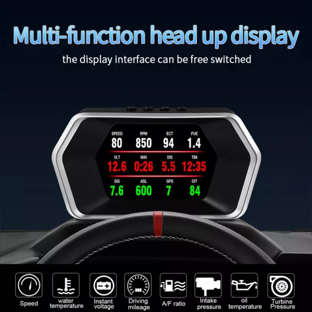 Car HUD Head Up Display OBD OBD2 Moniteur Auto GPS Turbo Tachygraphe Numérique