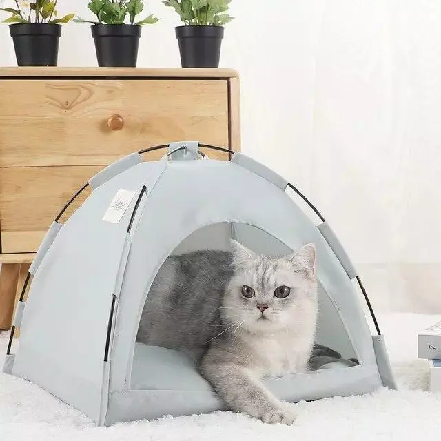 Pet Tent Bed for Cat Dog House Bed Cave Shelter Warm Cushion Collapsible Indoor