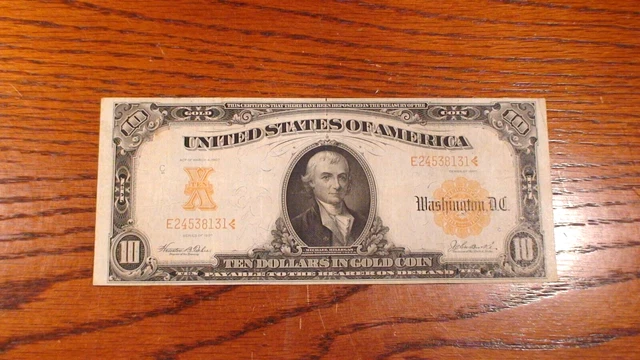 1907 TEN DOLLAR GOLD CERTIFICATE NOTE CIRCULATED $10 Bill BUY IT NOW!