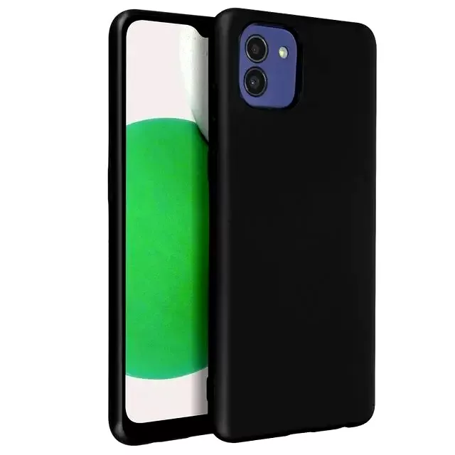 Cover Per Samsung Galaxy A03 Custodia Nero Opaco Silicone Tpu + Pellicola Vetro