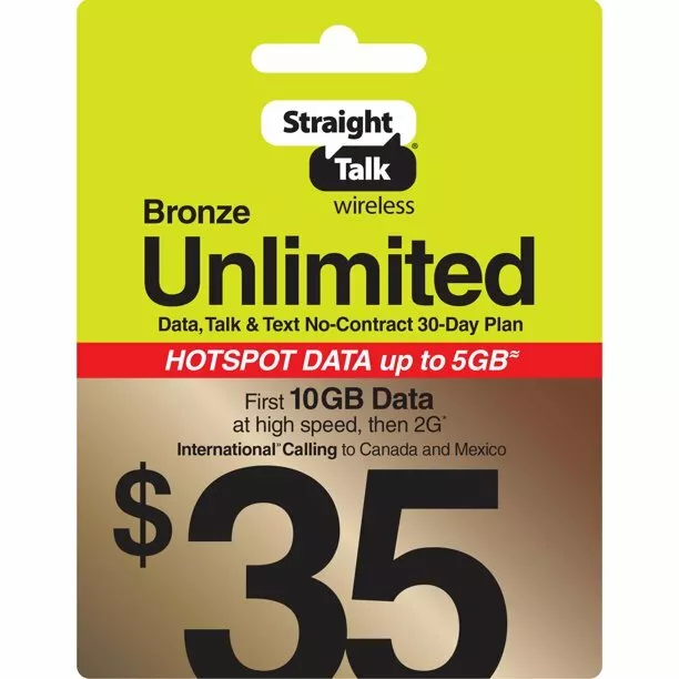 Straight Talk Rob 35 Refill Card 10GB Talk Text Unlimited 30 Day Top Up Plan