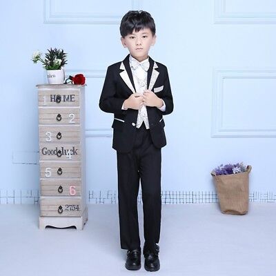 Baby Kids Page Boys Suit 5 Piece Waistcoat Wedding Set Prom Formal Party Fashion