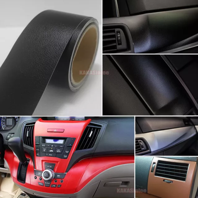 Air Release Leather 3D Grain Textured Car Vinyl Wrap Strips Sticker Stretch HDUS