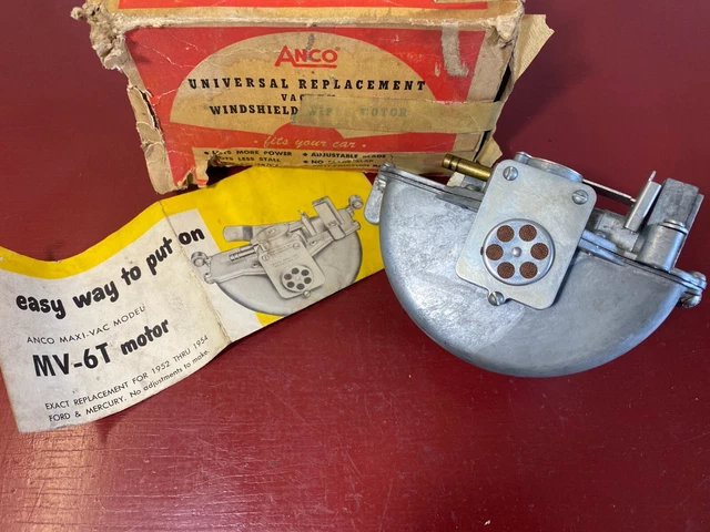 Vintage Anco Vacuum Windshield Wiper Motor 1952 - 1954 Ford Mercury Model Mv-6T