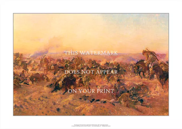 Aust Light Horse Beersheba Charge A1 Art Print – WWI 1917 – 84 x 59 cm Poster