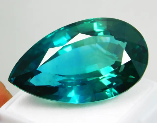 Natural Certified 75.40 Ct Teal Blue Sapphire Pear Cut Precision Loose Gemstone