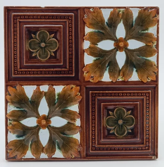 Minton & Co Moulded Majolica Tile C1880 Minton & Co Moulded Majolica Tile C1880