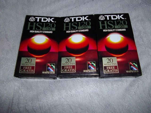 Cassette VHS TDK E180 TV - 180 Minutes - Vierge Pour Enregistrement