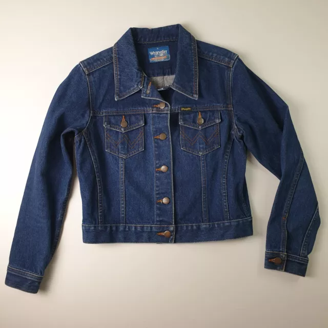 Wrangler Kids Denim Jacket Boys Girls Size 8 yrs Dark Blue Button Up