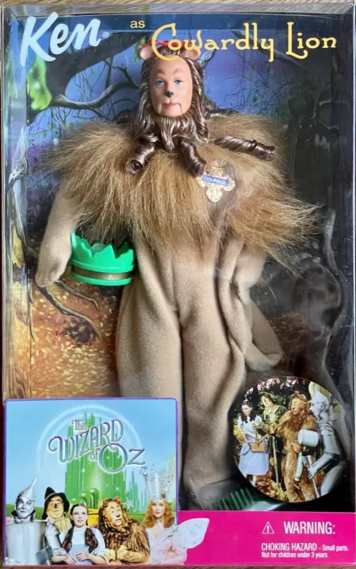 Ken as Cowardly Lion from Wizard of Oz with crown & long curls 1999 New NRFB