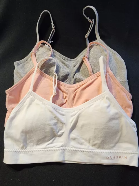 Danskin Girls 1 Gray 1 Blush 1 White Teen Super Soft Bra Ds2858 Medium 8/10
